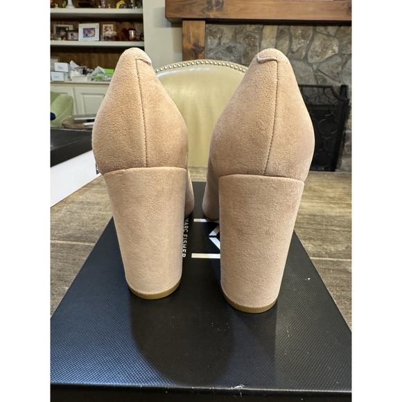 Marc Fisher Suede Abilene Pumps Size 8.5 In Light Pink Pointed Toe Block Heel - Picture 5 of 10